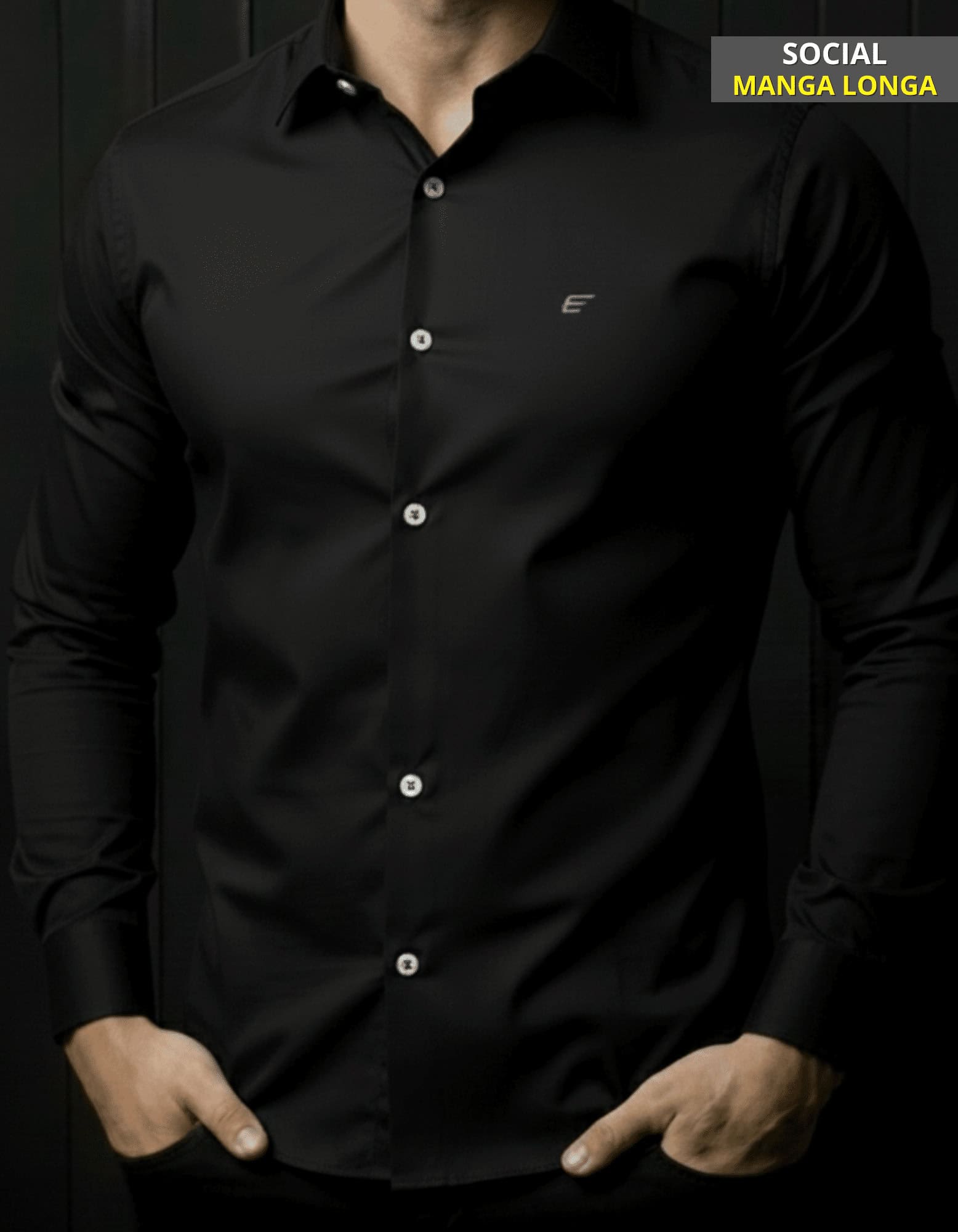 Cópia de Cópia de Cópia de Cópia de Cópia de Cópia de Cópia de Cópia de FORMA GRANDE (99) Social Longa Flamê ELL Preto #SL86 - Imagem 1