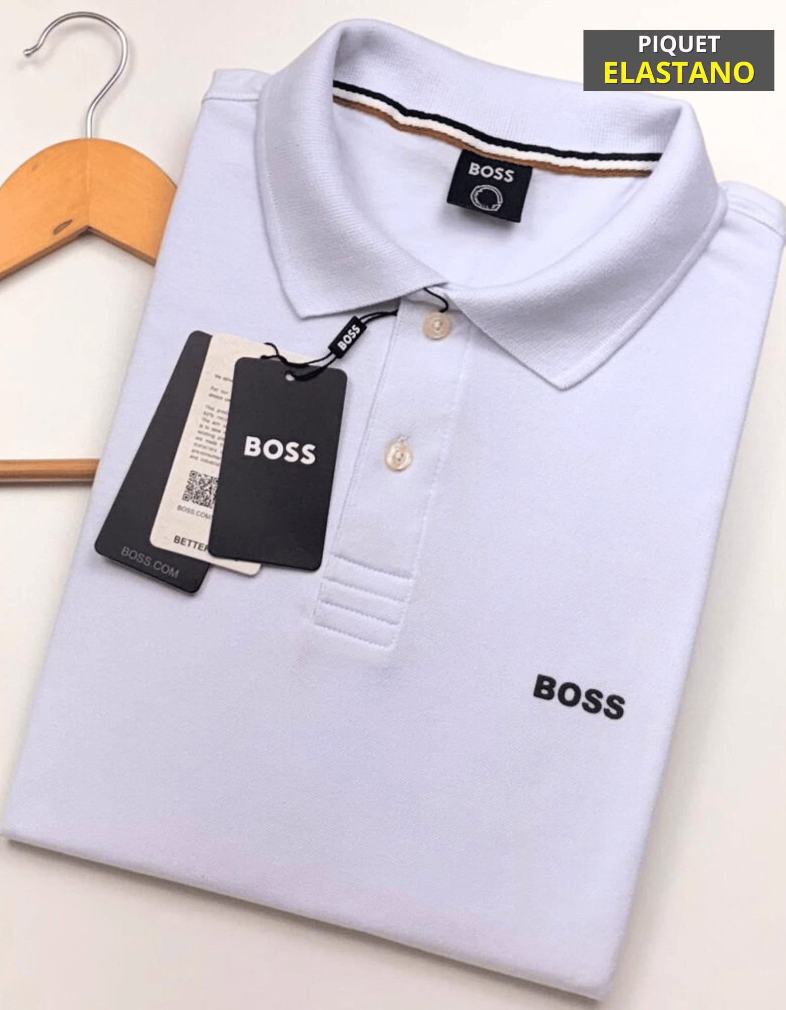 Cópia de Cópia de Cópia de Cópia de Cópia de Cópia de Cópia de Cópia de Cópia de FORMA GRANDE (39) Polo Elastano Hugo Branca #CP367 - Imagem 1