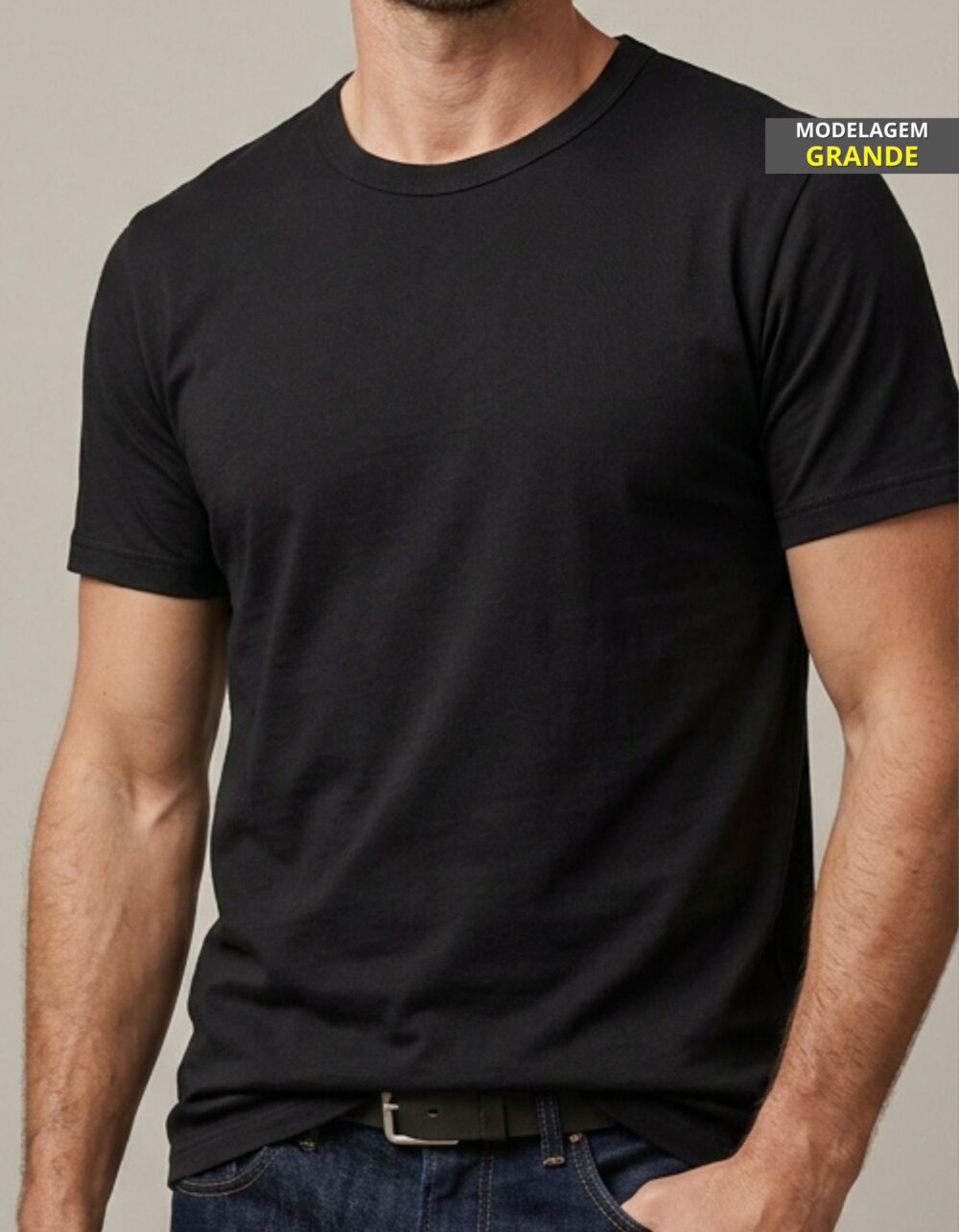Kit 5 Camisetas Lisas Modelagem Grande Masculina - Imagem 2