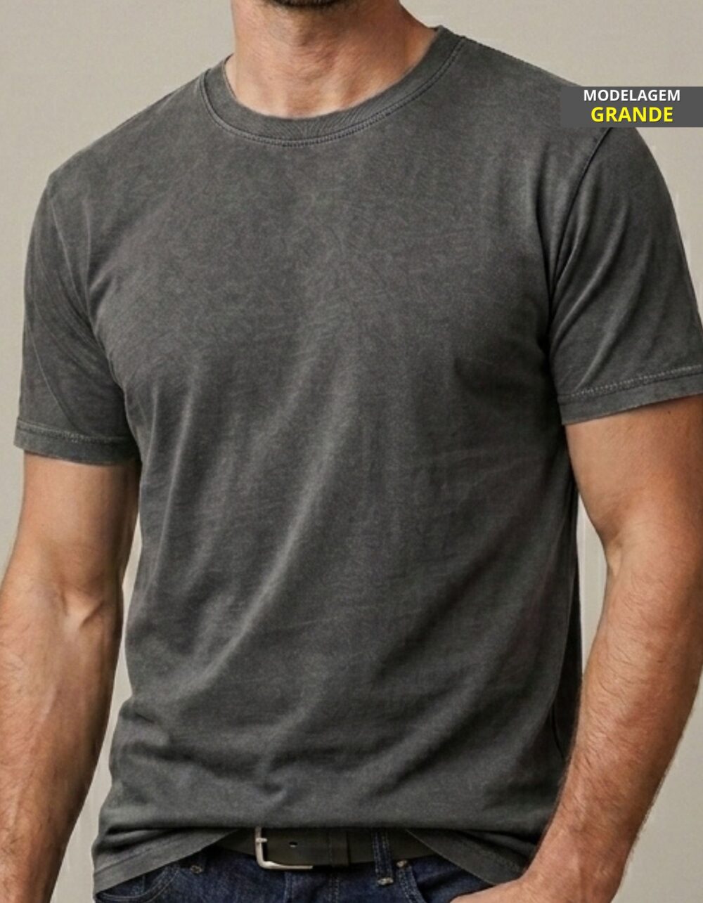 Kit 5 Camisetas Lisas Modelagem Grande Masculina - Imagem 4