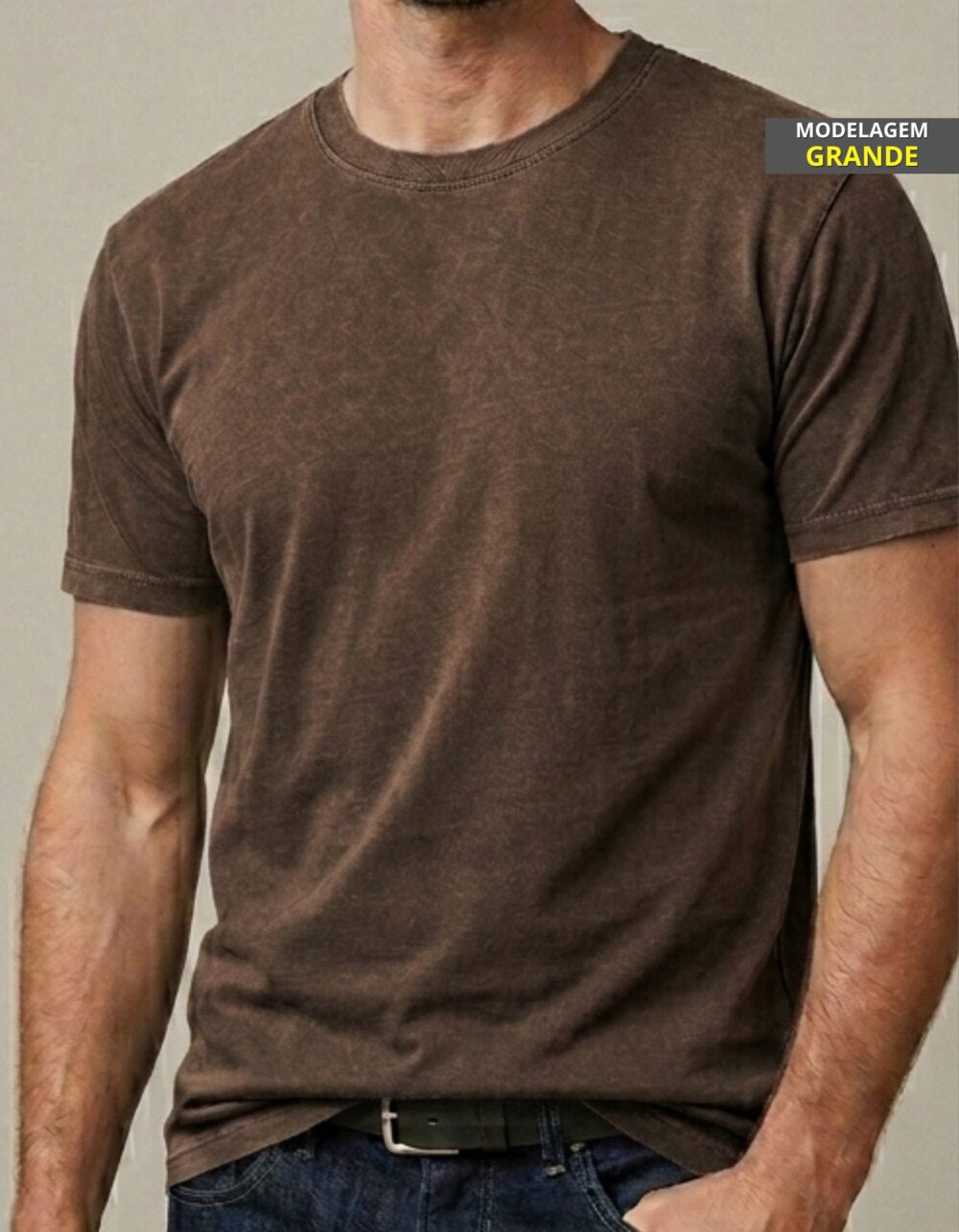 Kit 5 Camisetas Lisas Modelagem Grande Masculina - Imagem 3