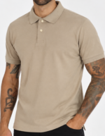 Polo Elastano Minimalista Lisa Bege #CP483