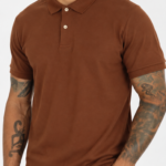 Polo Elastano Minimalista Lisa Marrom #CP484