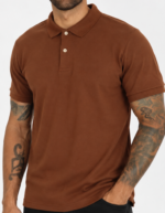 Polo Elastano Minimalista Lisa Marrom #CP484